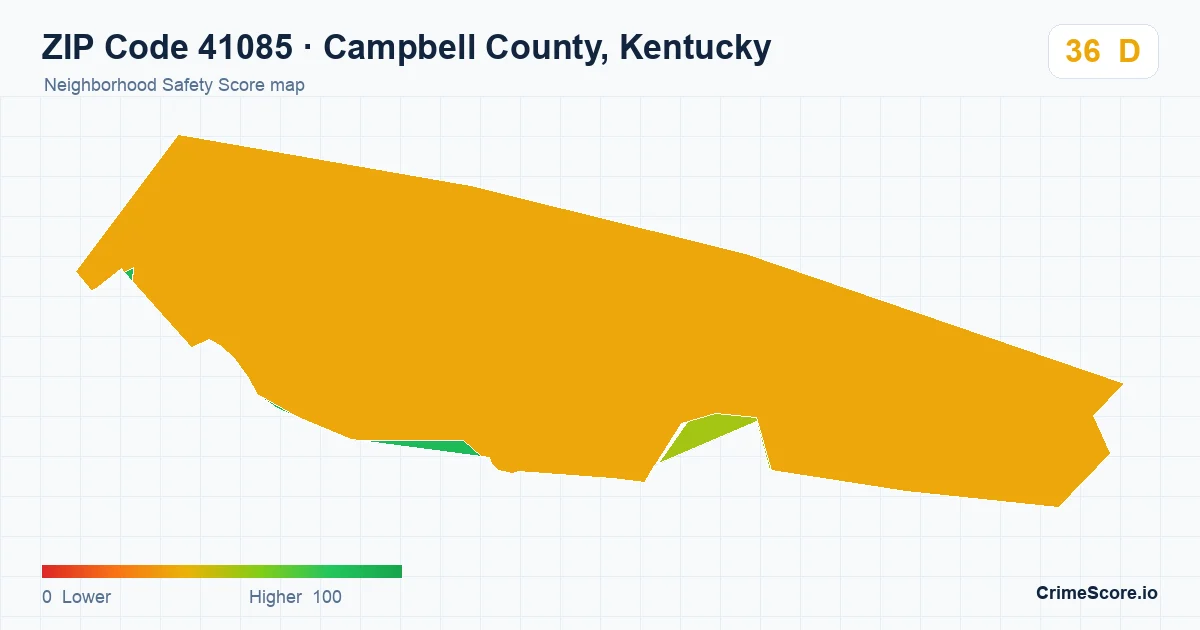 ZIP Code 41085 in Campbell County, Kentucky neighborhood Safety Score map