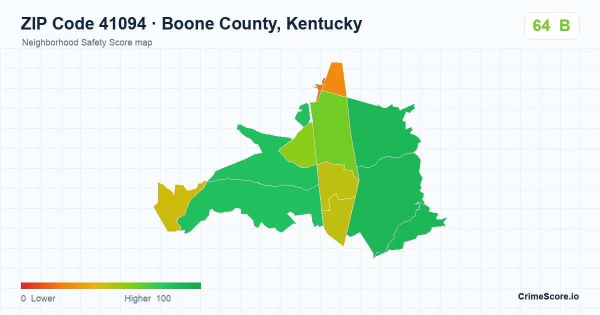 ZIP Code 41094 in Boone County, Kentucky neighborhood Safety Score map
