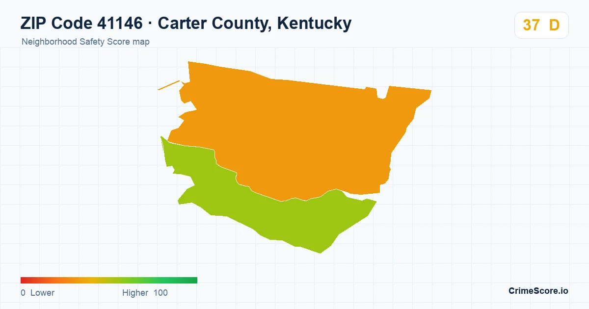 ZIP Code 41146 in Carter County, Kentucky neighborhood Safety Score map