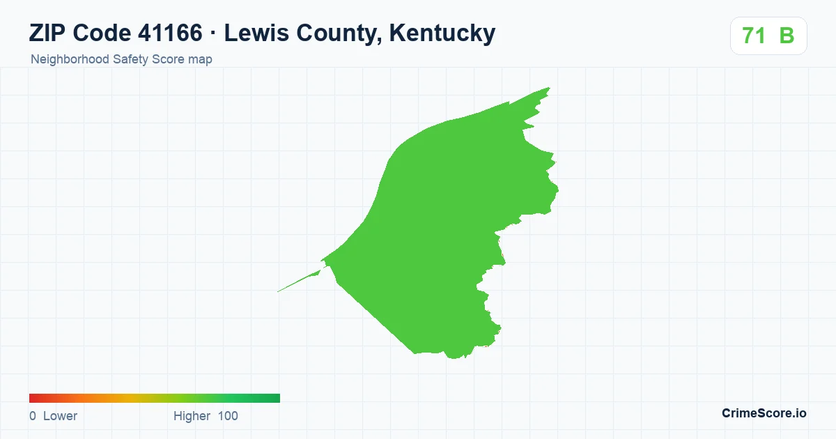 ZIP Code 41166 in Lewis County, Kentucky neighborhood Safety Score map