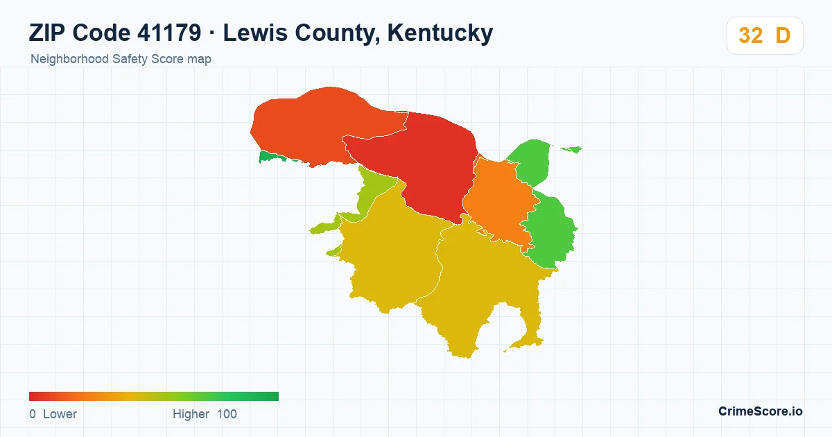 ZIP Code 41179 in Lewis County, Kentucky neighborhood Safety Score map