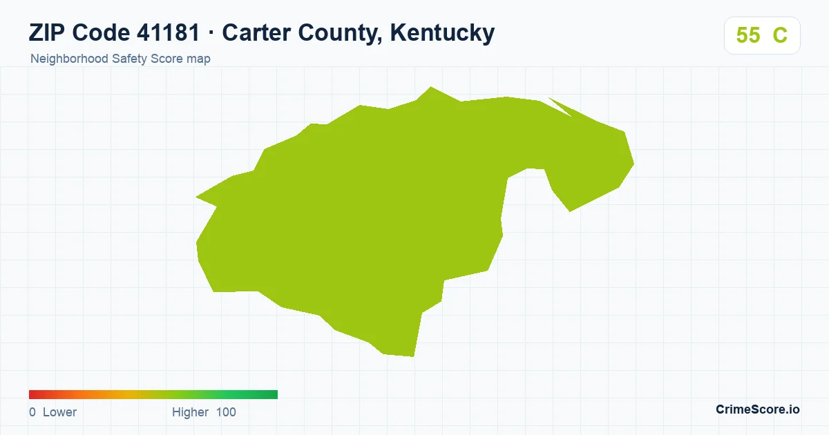 ZIP Code 41181 in Carter County, Kentucky neighborhood Safety Score map