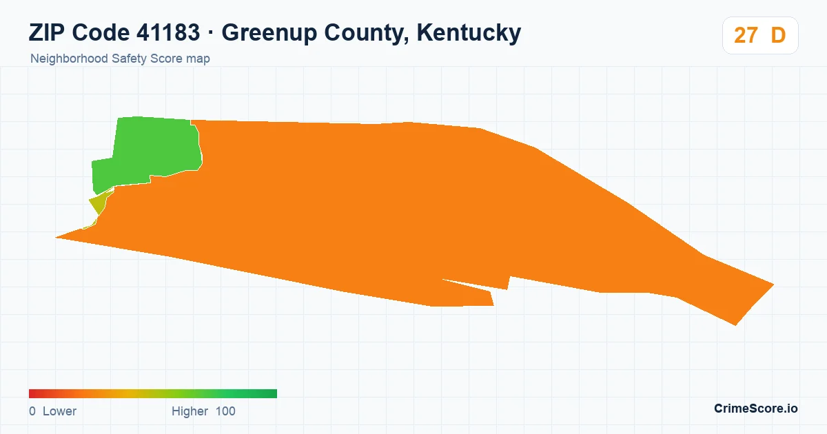 ZIP Code 41183 in Greenup County, Kentucky neighborhood Safety Score map