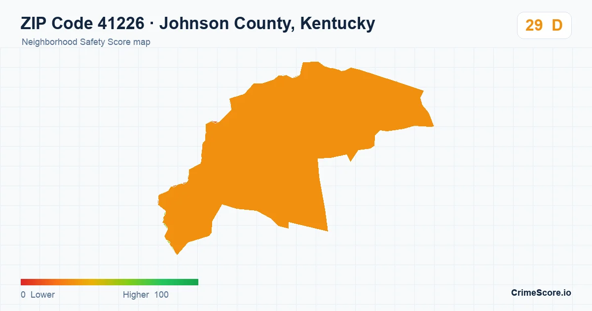 ZIP Code 41226 in Johnson County, Kentucky neighborhood Safety Score map