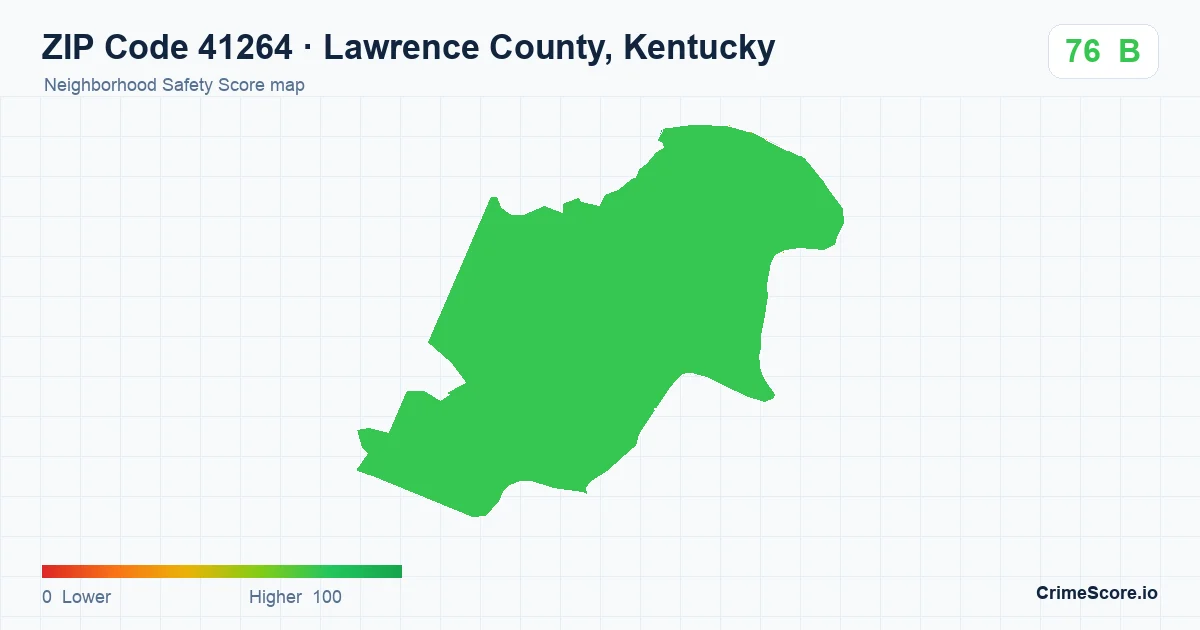ZIP Code 41264 in Lawrence County, Kentucky neighborhood Safety Score map