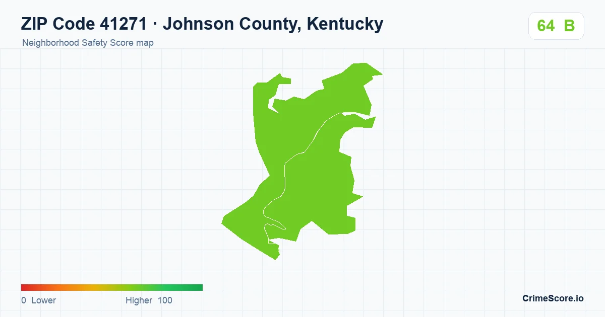ZIP Code 41271 in Johnson County, Kentucky neighborhood Safety Score map