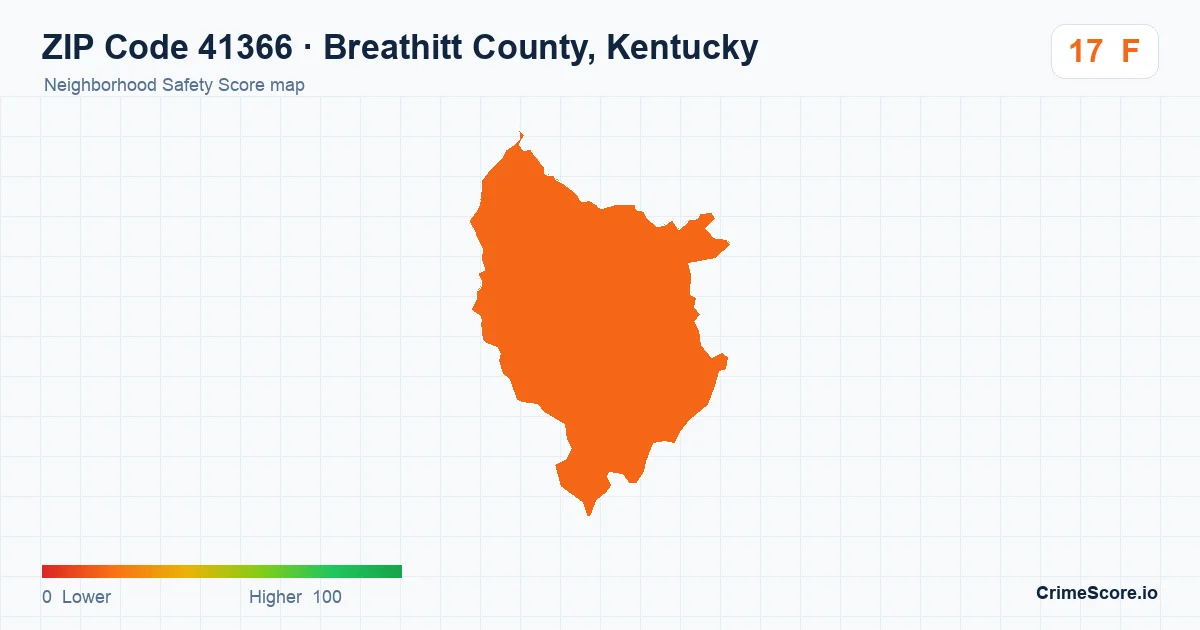 ZIP Code 41366 in Breathitt County, Kentucky neighborhood Safety Score map