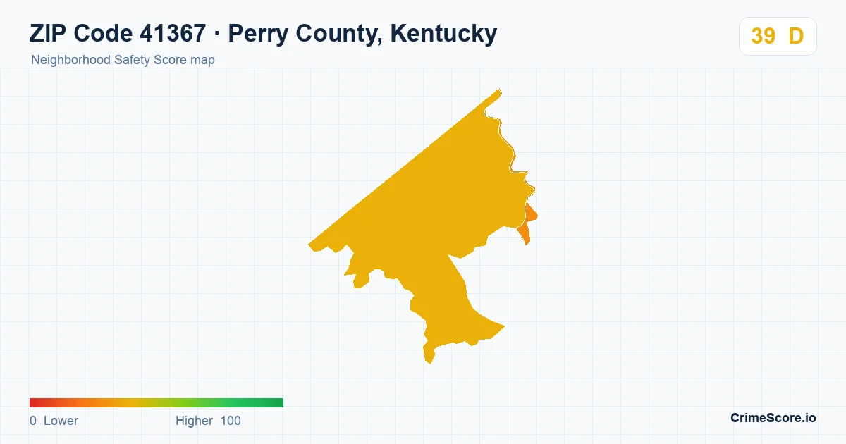 ZIP Code 41367 in Perry County, Kentucky neighborhood Safety Score map