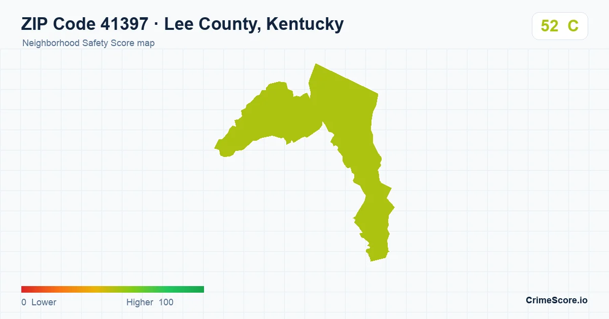 ZIP Code 41397 in Lee County, Kentucky neighborhood Safety Score map