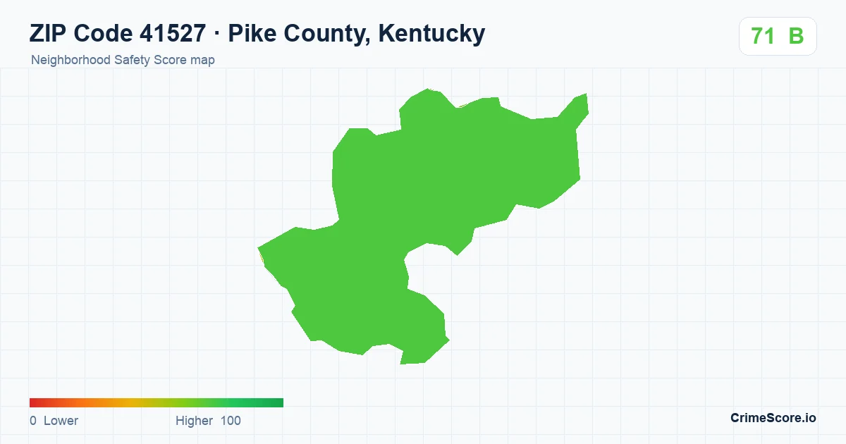 ZIP Code 41527 in Pike County, Kentucky neighborhood Safety Score map
