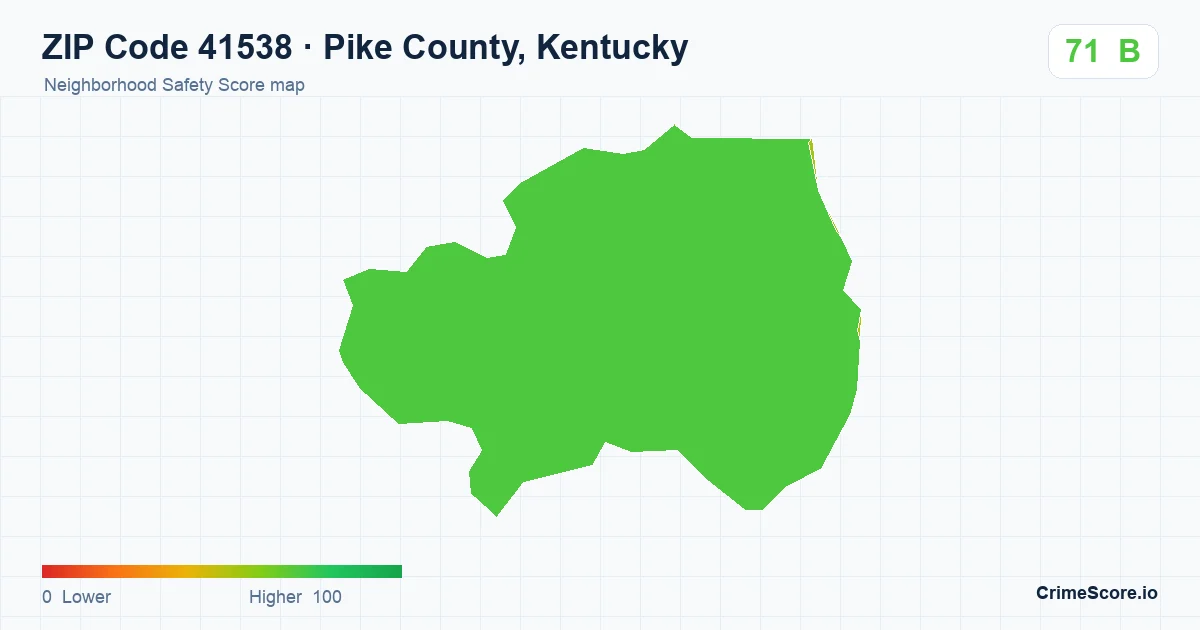 ZIP Code 41538 in Pike County, Kentucky neighborhood Safety Score map
