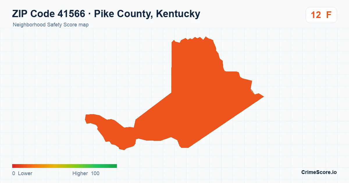 ZIP Code 41566 in Pike County, Kentucky neighborhood Safety Score map