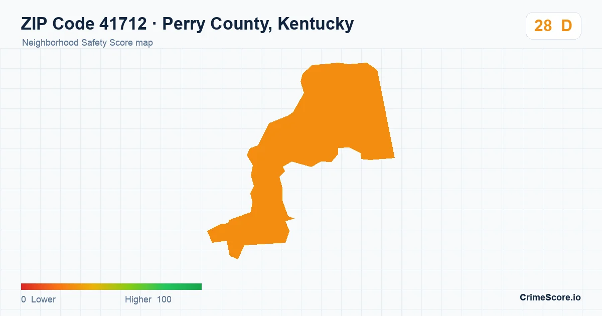 ZIP Code 41712 in Perry County, Kentucky neighborhood Safety Score map