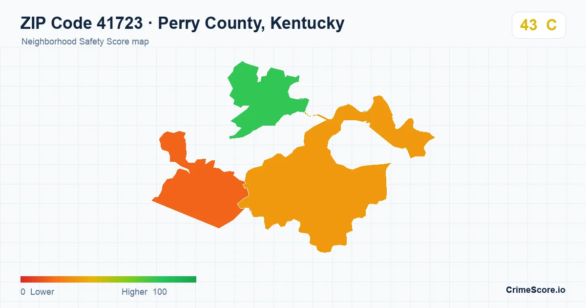 ZIP Code 41723 in Perry County, Kentucky neighborhood Safety Score map