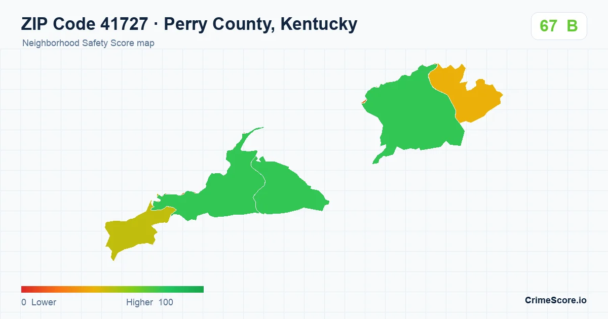 ZIP Code 41727 in Perry County, Kentucky neighborhood Safety Score map