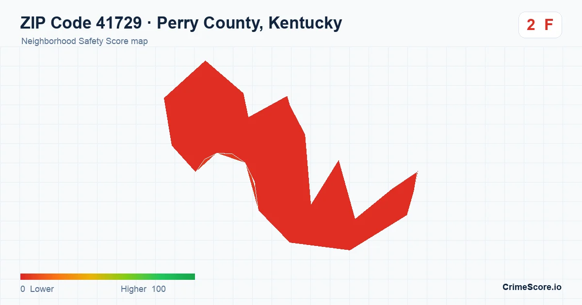 ZIP Code 41729 in Perry County, Kentucky neighborhood Safety Score map