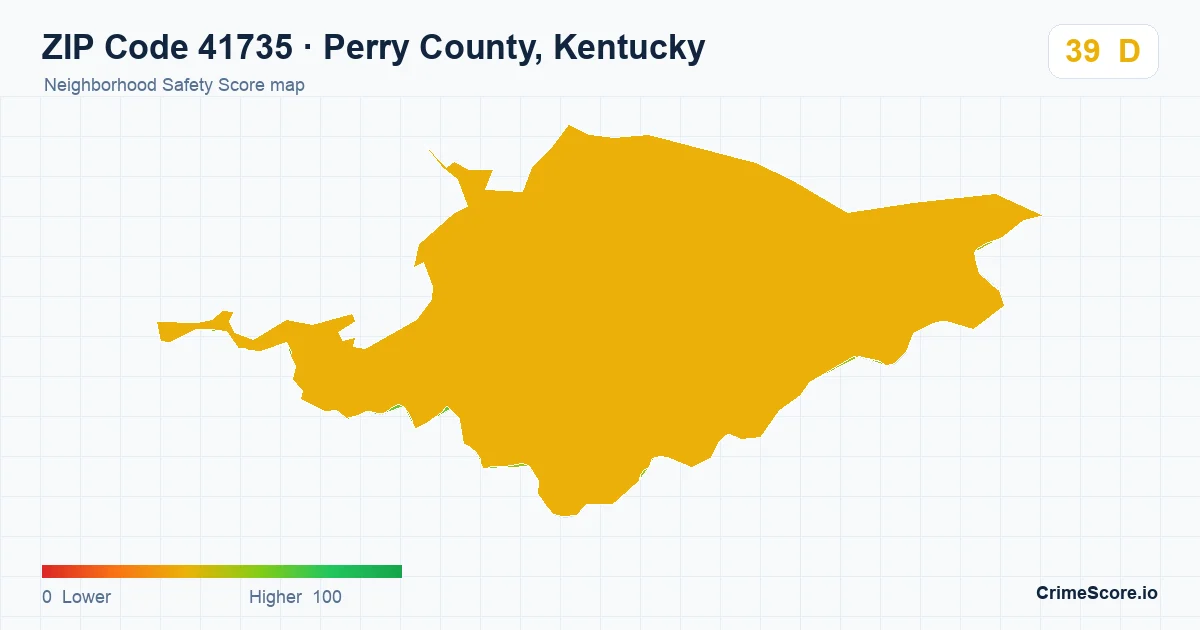 ZIP Code 41735 in Perry County, Kentucky neighborhood Safety Score map