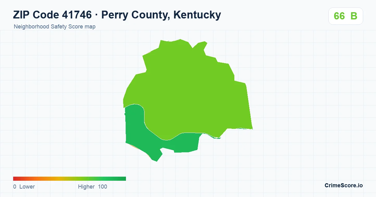 ZIP Code 41746 in Perry County, Kentucky neighborhood Safety Score map
