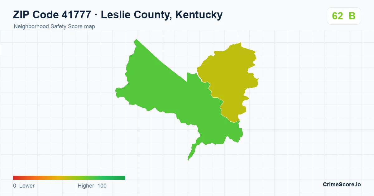 ZIP Code 41777 in Leslie County, Kentucky neighborhood Safety Score map