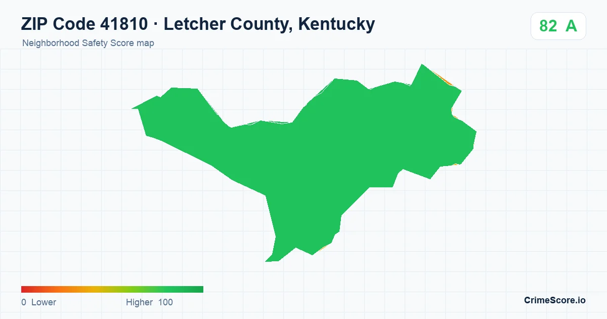 ZIP Code 41810 in Letcher County, Kentucky neighborhood Safety Score map