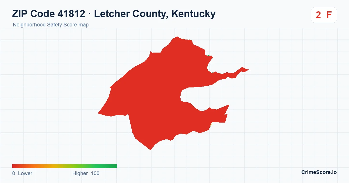 ZIP Code 41812 in Letcher County, Kentucky neighborhood Safety Score map