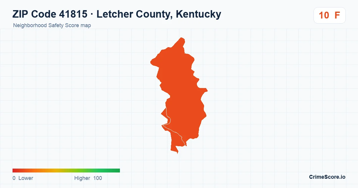 ZIP Code 41815 in Letcher County, Kentucky neighborhood Safety Score map