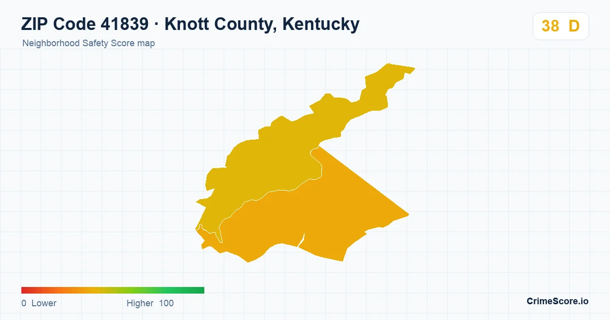 ZIP Code 41839 in Knott County, Kentucky neighborhood Safety Score map