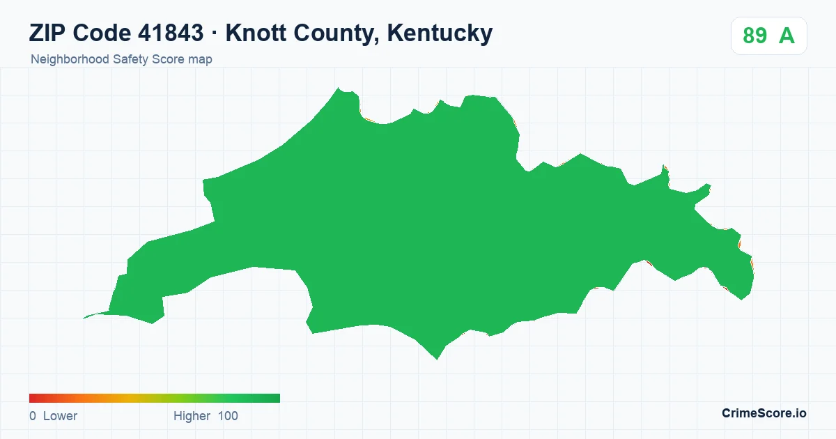 ZIP Code 41843 in Knott County, Kentucky neighborhood Safety Score map
