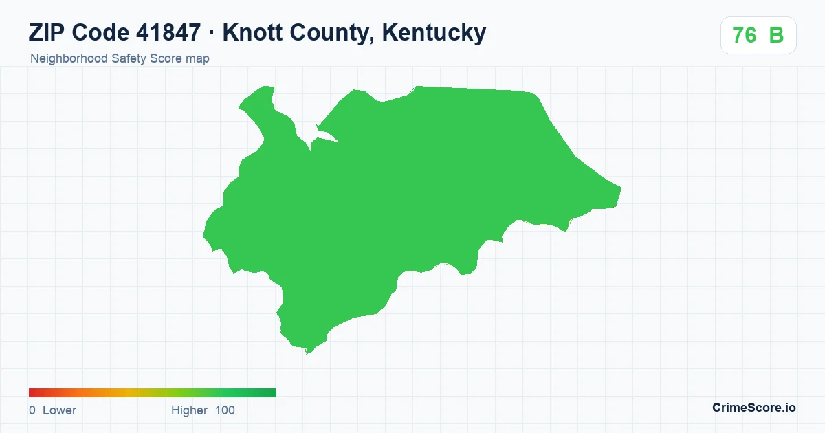ZIP Code 41847 in Knott County, Kentucky neighborhood Safety Score map