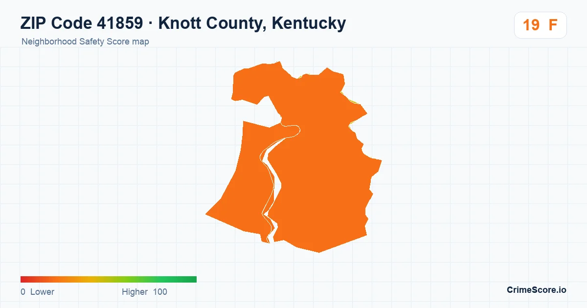 ZIP Code 41859 in Knott County, Kentucky neighborhood Safety Score map
