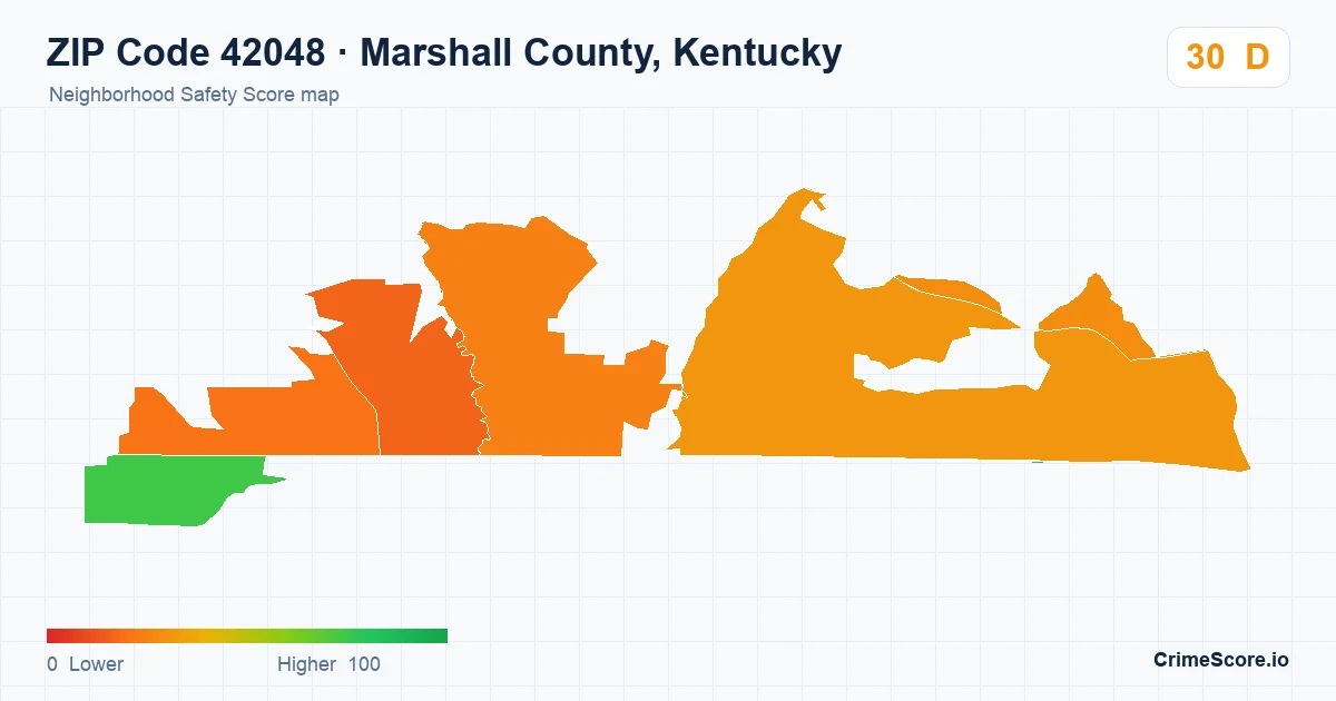 ZIP Code 42048 in Marshall County, Kentucky neighborhood Safety Score map