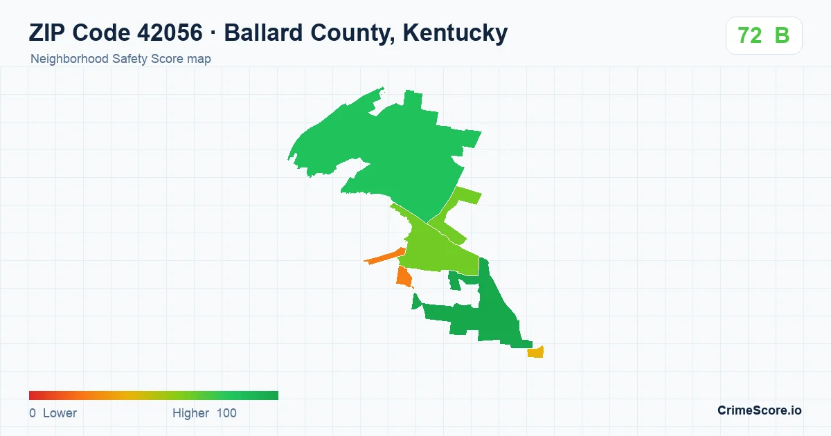 ZIP Code 42056 in Ballard County, Kentucky neighborhood Safety Score map