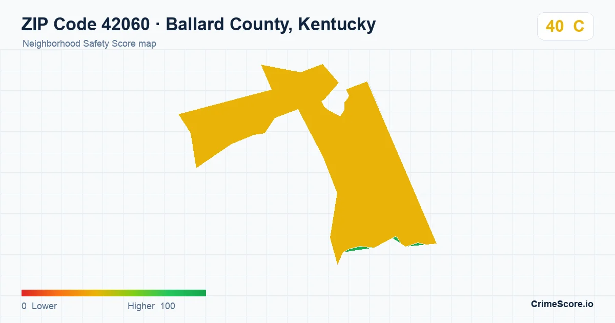 ZIP Code 42060 in Ballard County, Kentucky neighborhood Safety Score map