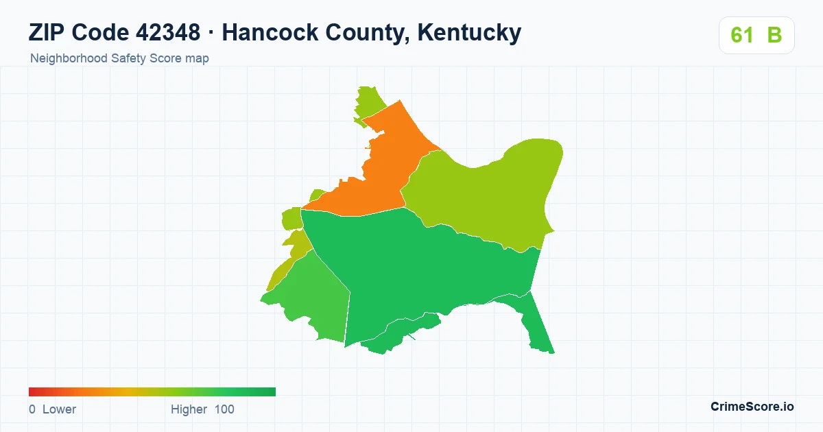 ZIP Code 42348 in Hancock County, Kentucky neighborhood Safety Score map