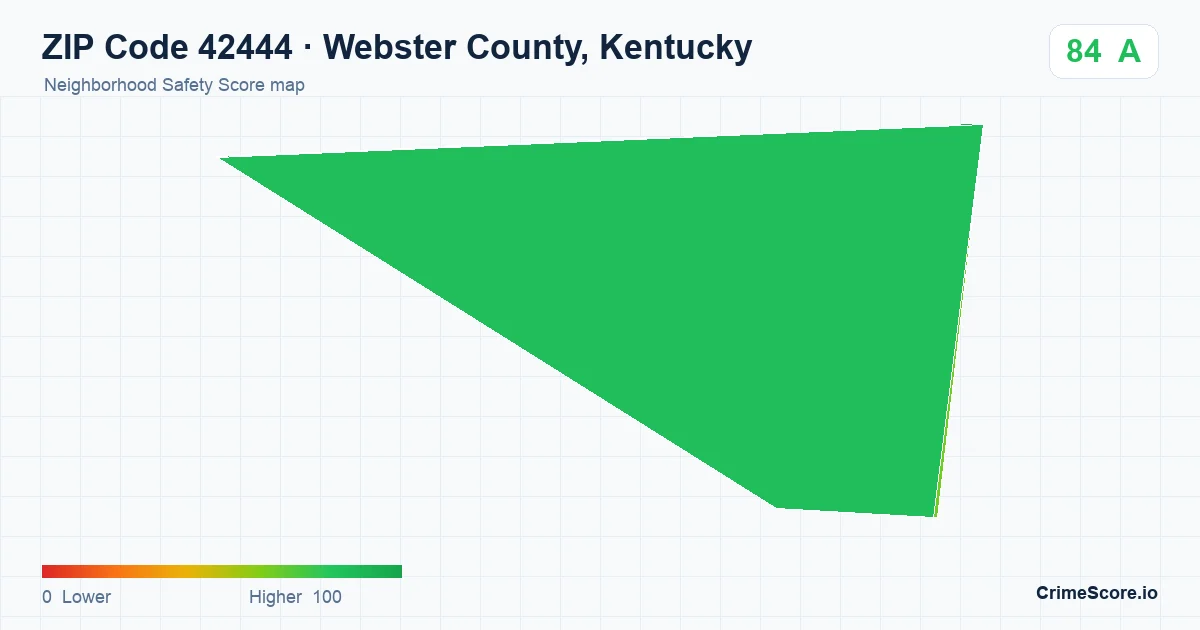 ZIP Code 42444 in Webster County, Kentucky neighborhood Safety Score map