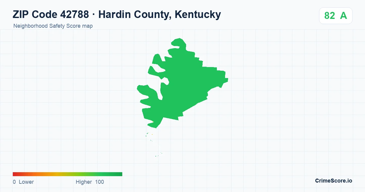 ZIP Code 42788 in Hardin County, Kentucky neighborhood Safety Score map