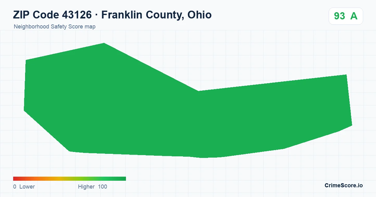 ZIP Code 43126 in Franklin County, Ohio neighborhood Safety Score map