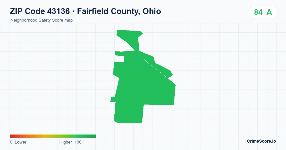 ZIP Code 43136 in Fairfield County, Ohio neighborhood Safety Score map