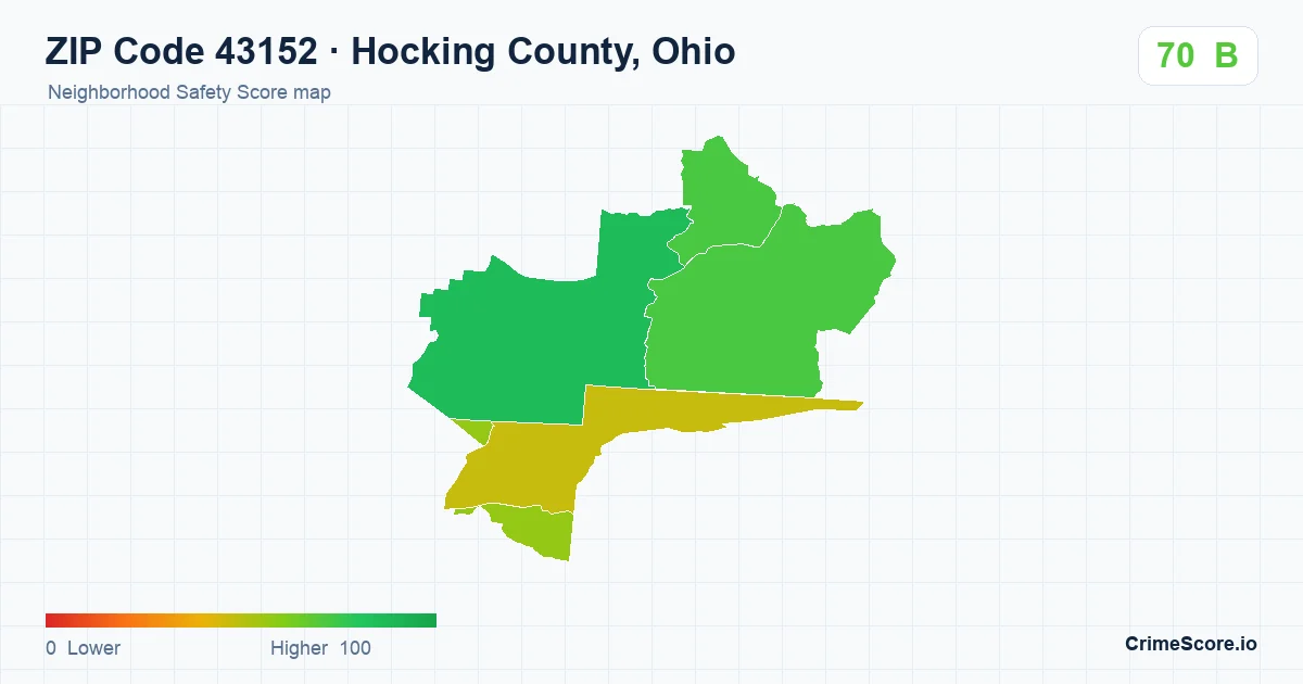 ZIP Code 43152 in Hocking County, Ohio neighborhood Safety Score map