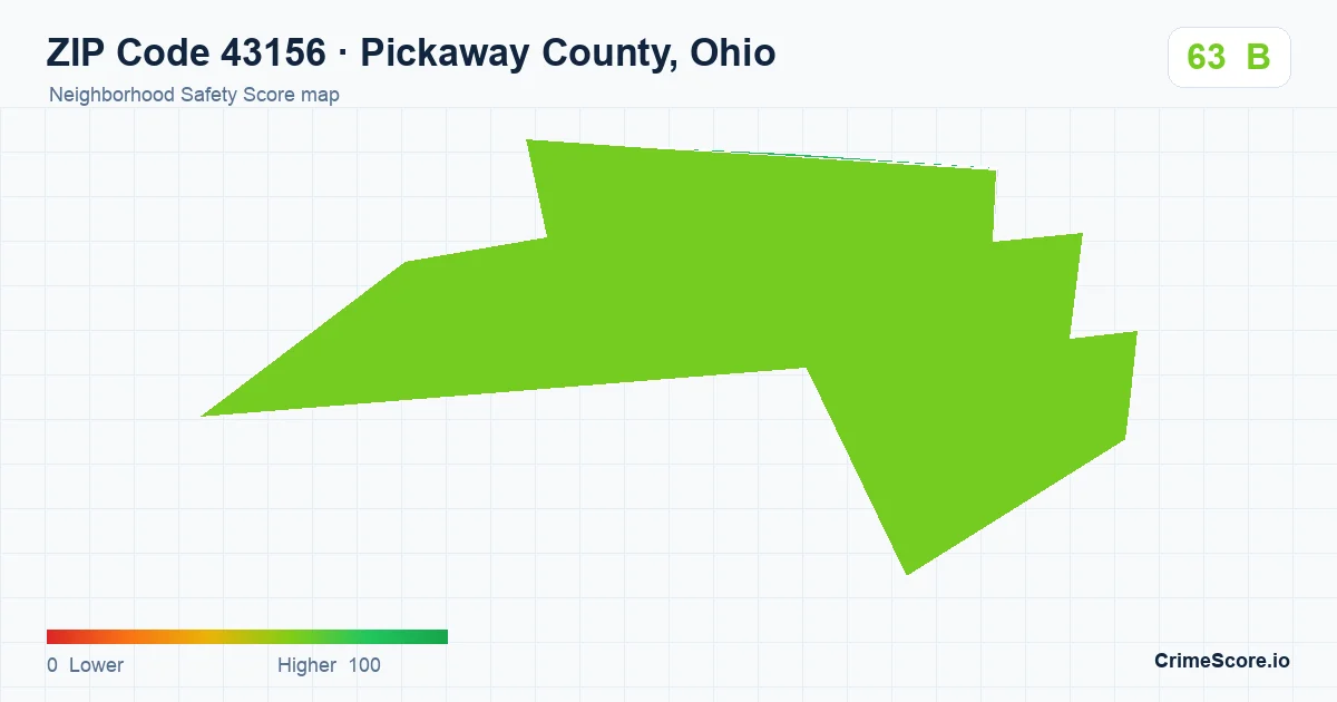 ZIP Code 43156 in Pickaway County, Ohio neighborhood Safety Score map