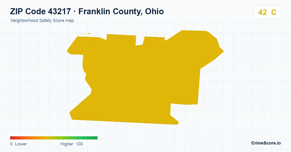 ZIP Code 43217 in Franklin County, Ohio neighborhood Safety Score map