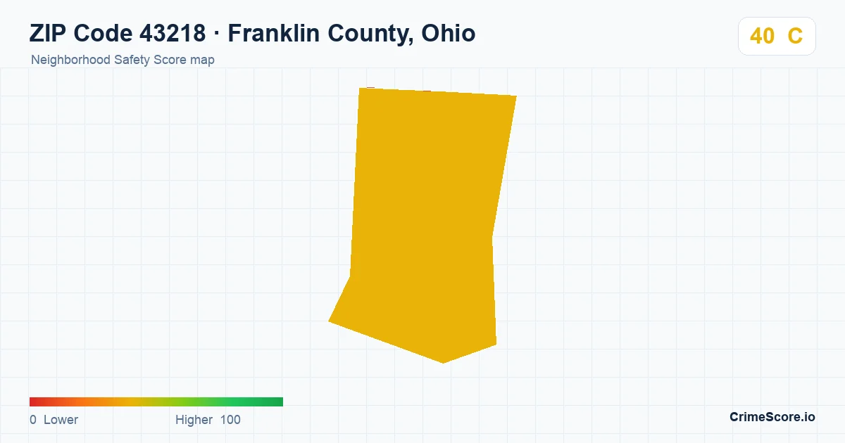 ZIP Code 43218 in Franklin County, Ohio neighborhood Safety Score map