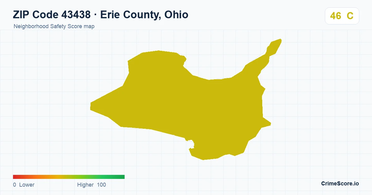 ZIP Code 43438 in Erie County, Ohio neighborhood Safety Score map