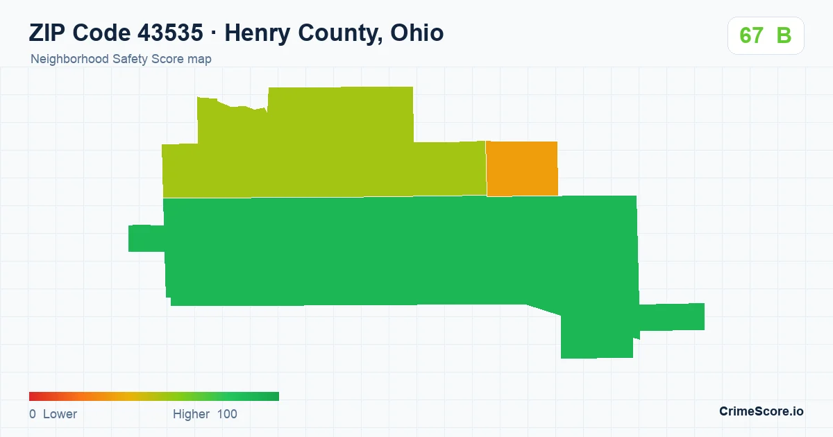 ZIP Code 43535 in Henry County, Ohio neighborhood Safety Score map