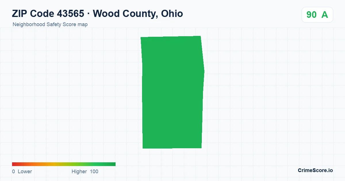 ZIP Code 43565 in Wood County, Ohio neighborhood Safety Score map