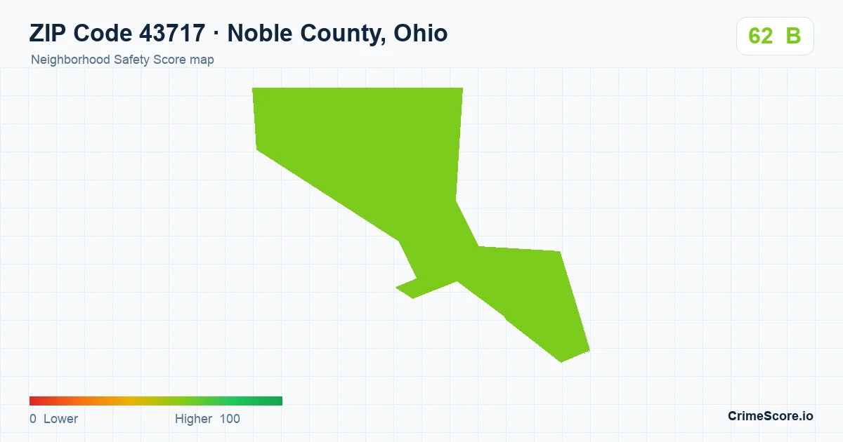 ZIP Code 43717 in Noble County, Ohio neighborhood Safety Score map