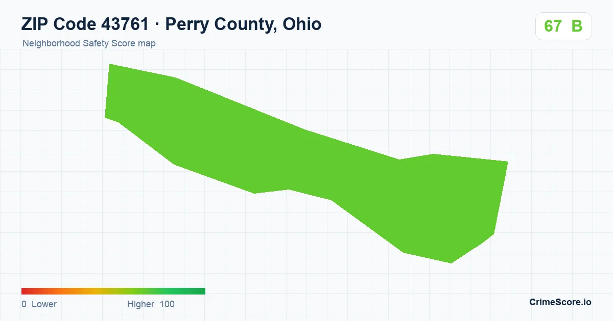 ZIP Code 43761 in Perry County, Ohio neighborhood Safety Score map