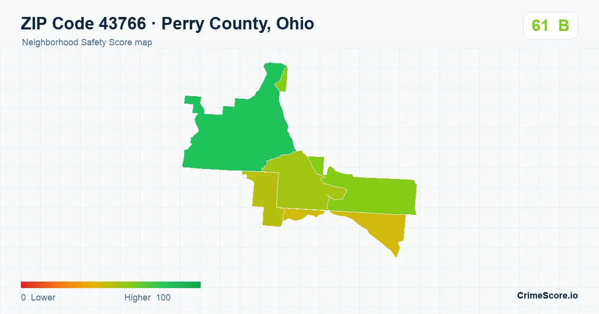 ZIP Code 43766 in Perry County, Ohio neighborhood Safety Score map