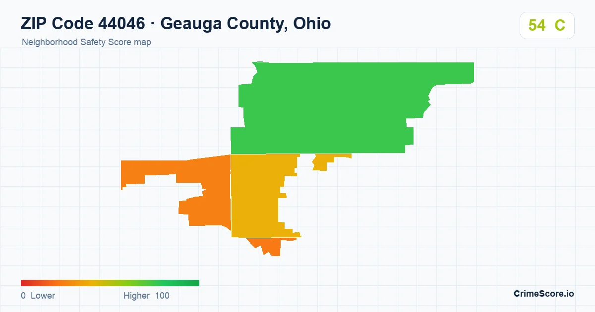 ZIP Code 44046 in Geauga County, Ohio neighborhood Safety Score map