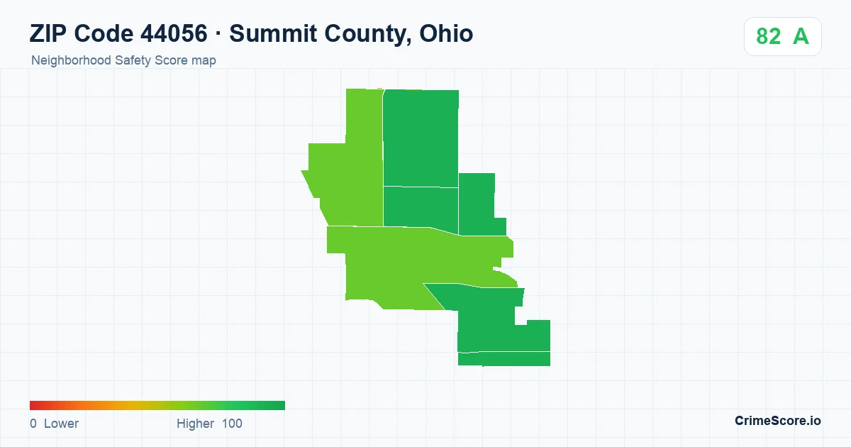 ZIP Code 44056 in Summit County, Ohio neighborhood Safety Score map